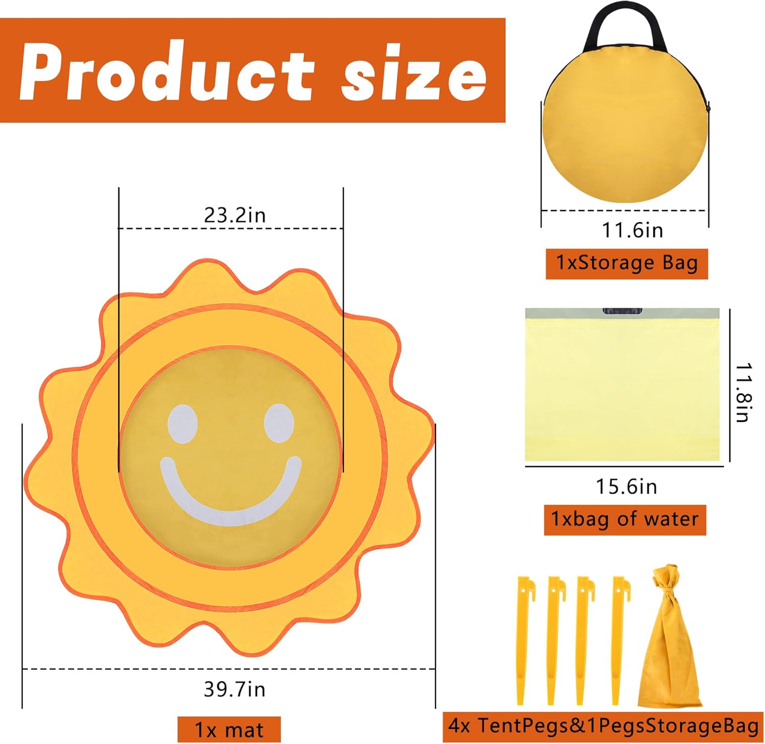 RunNico Pop Up Beach Pool, Portable Toddler Beach Pit with Water Bag and Storage Bag, Cute Shape Beach Pool Puddle for Outdoor Summer Beach Camping Traveling Vacation