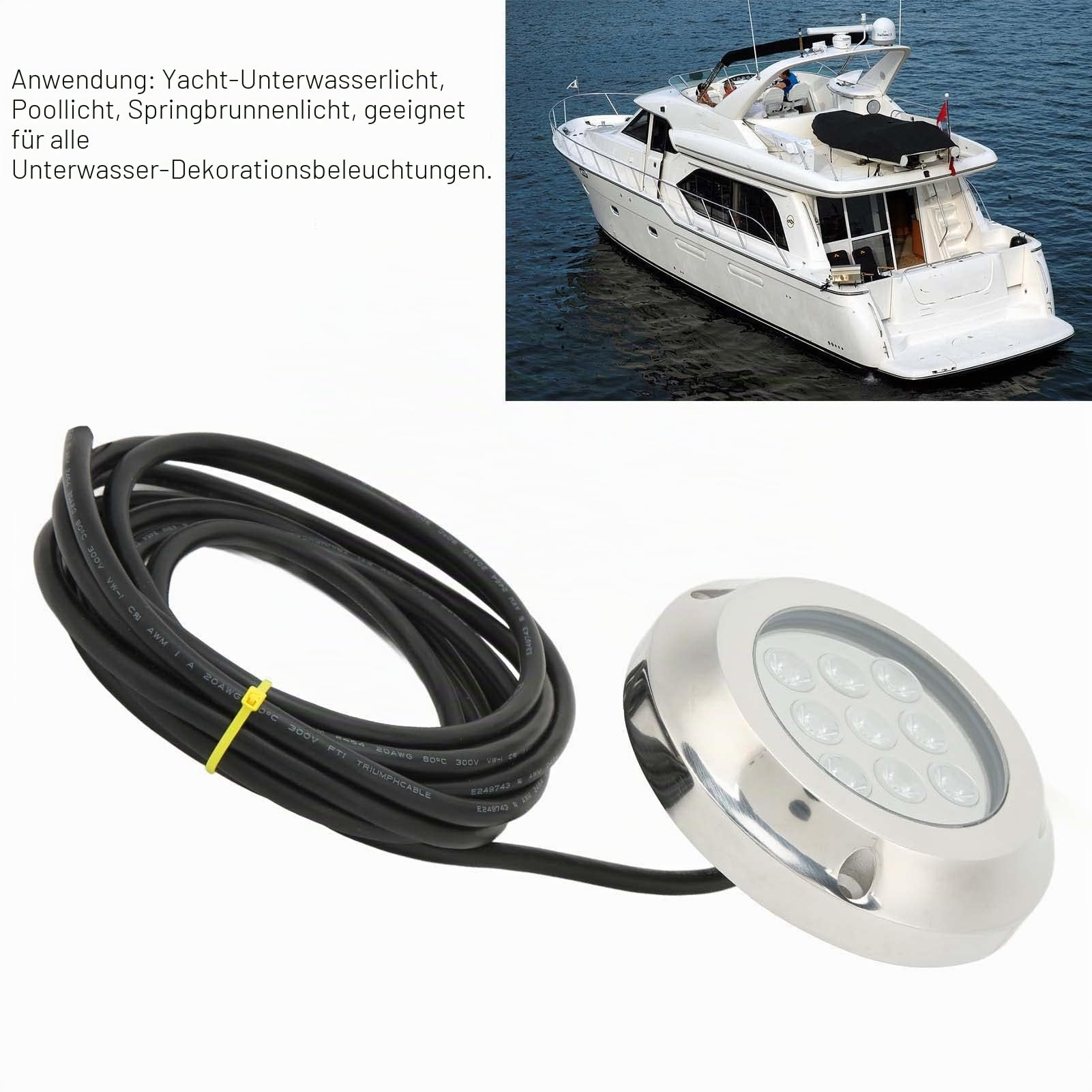 Led Unterwasserbeleuchtung, IP68 Wasserdichte Marine Boot LED Leuchten, 9 Led Marine Unterwasser LED Leuchten für Boot, Yachten, Kreuzfahrtschiffe, Segelboot, Ponton (Blaues Licht)