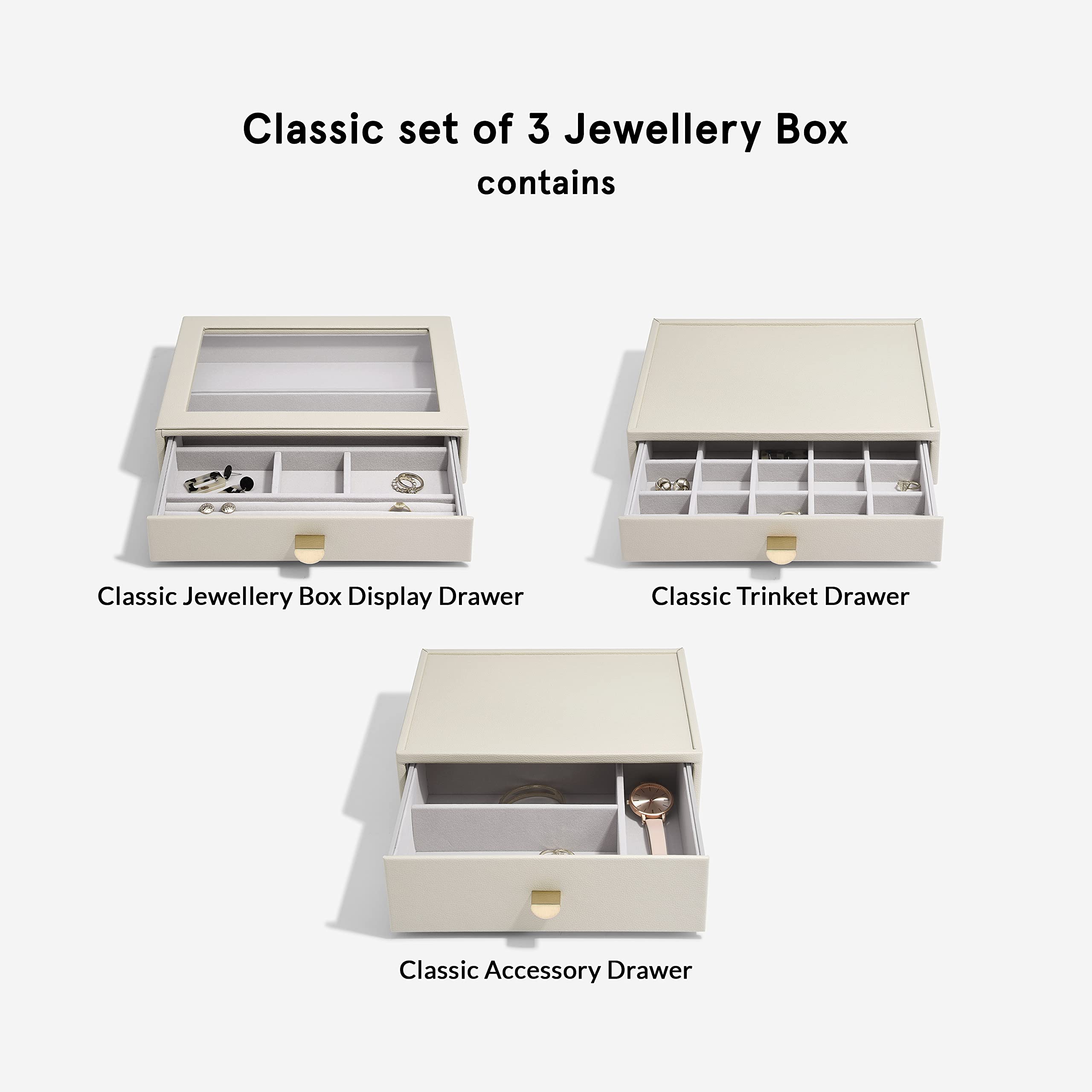 Stackers Oatmeal Classic Jewellery Box – Set di 3 pezzi (con drawer)