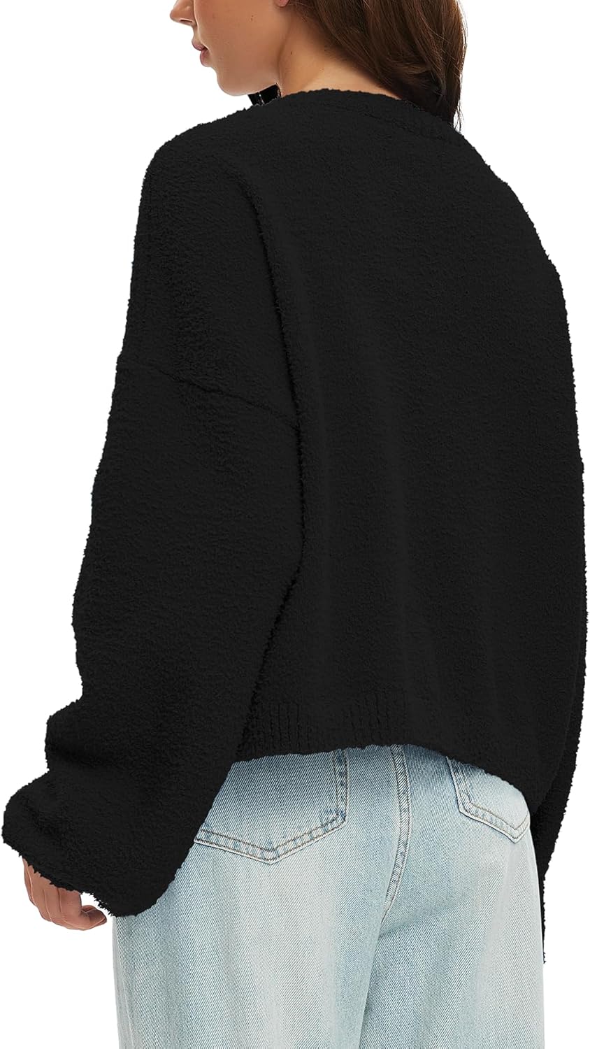 Beaully Women's Cardigan Sweaters Fuzzy Knit Long Sleeve Button Up Outwear Casual Warm Fall Jackets Coats - Image 2