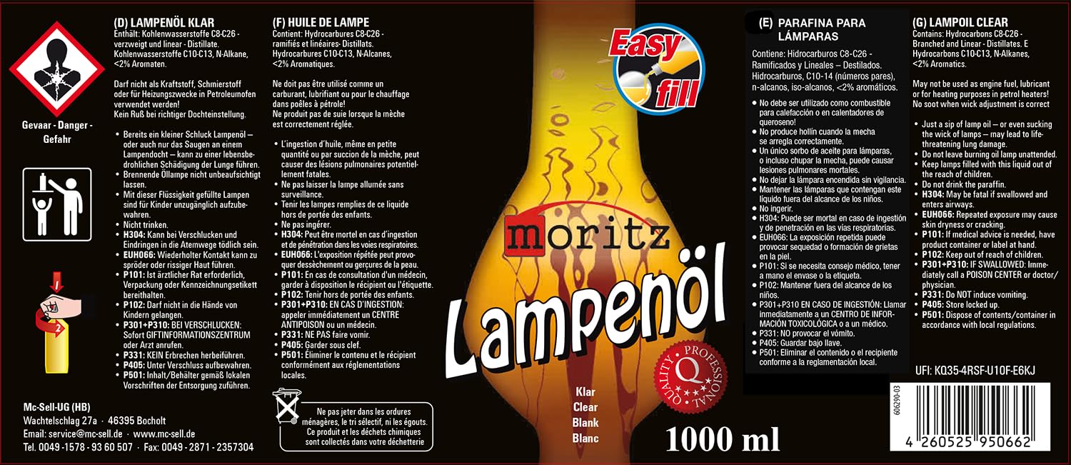 Moritz 4 litros de aceite para lámparas de aceite, antorchas de bambú, antorchas de jardín y antorchas de pared