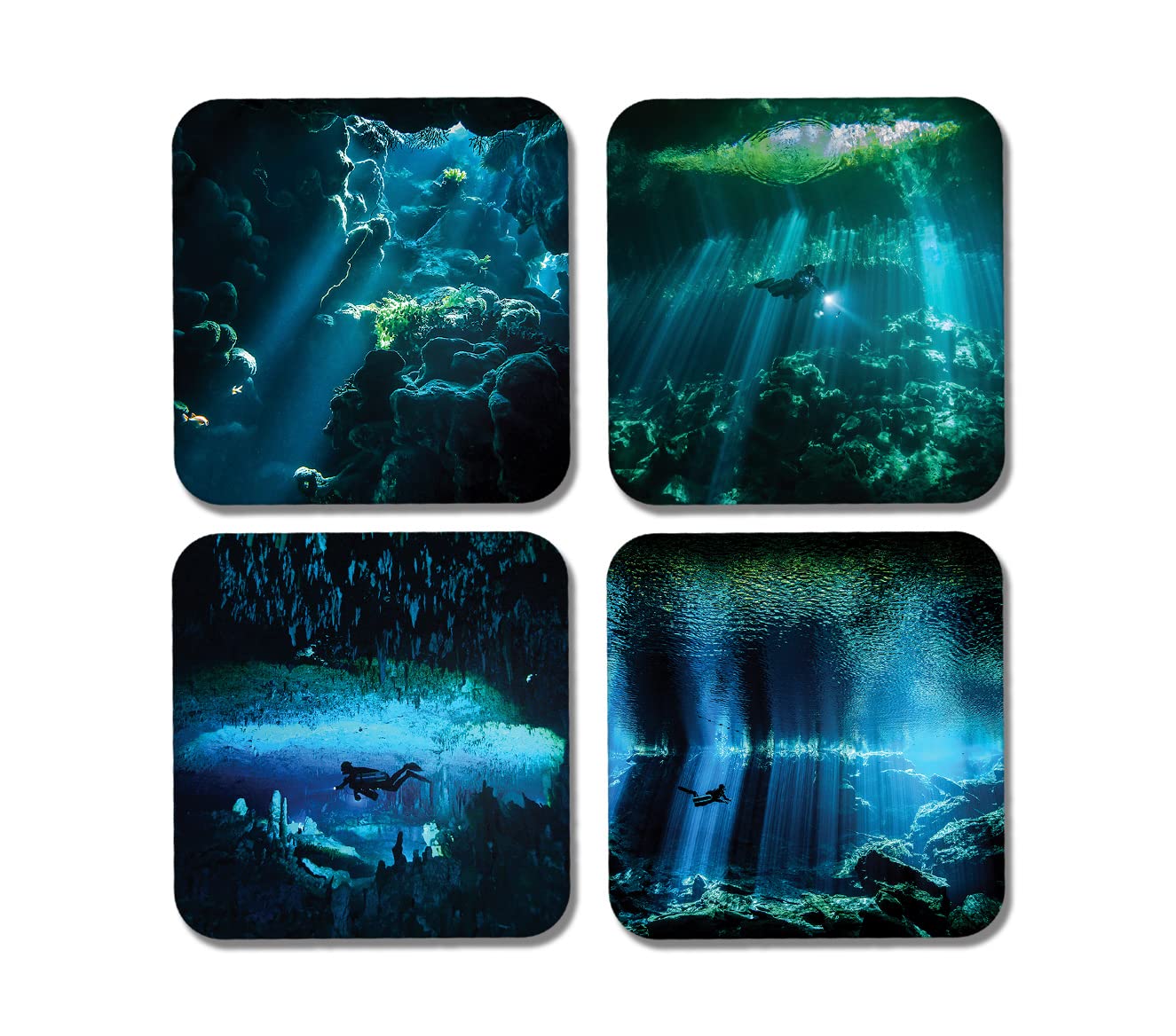 Dv Design Multicolor 4 X Square Scuba Diving Coasters - Sea Ocean Diver Dive Underwater Gift #77910