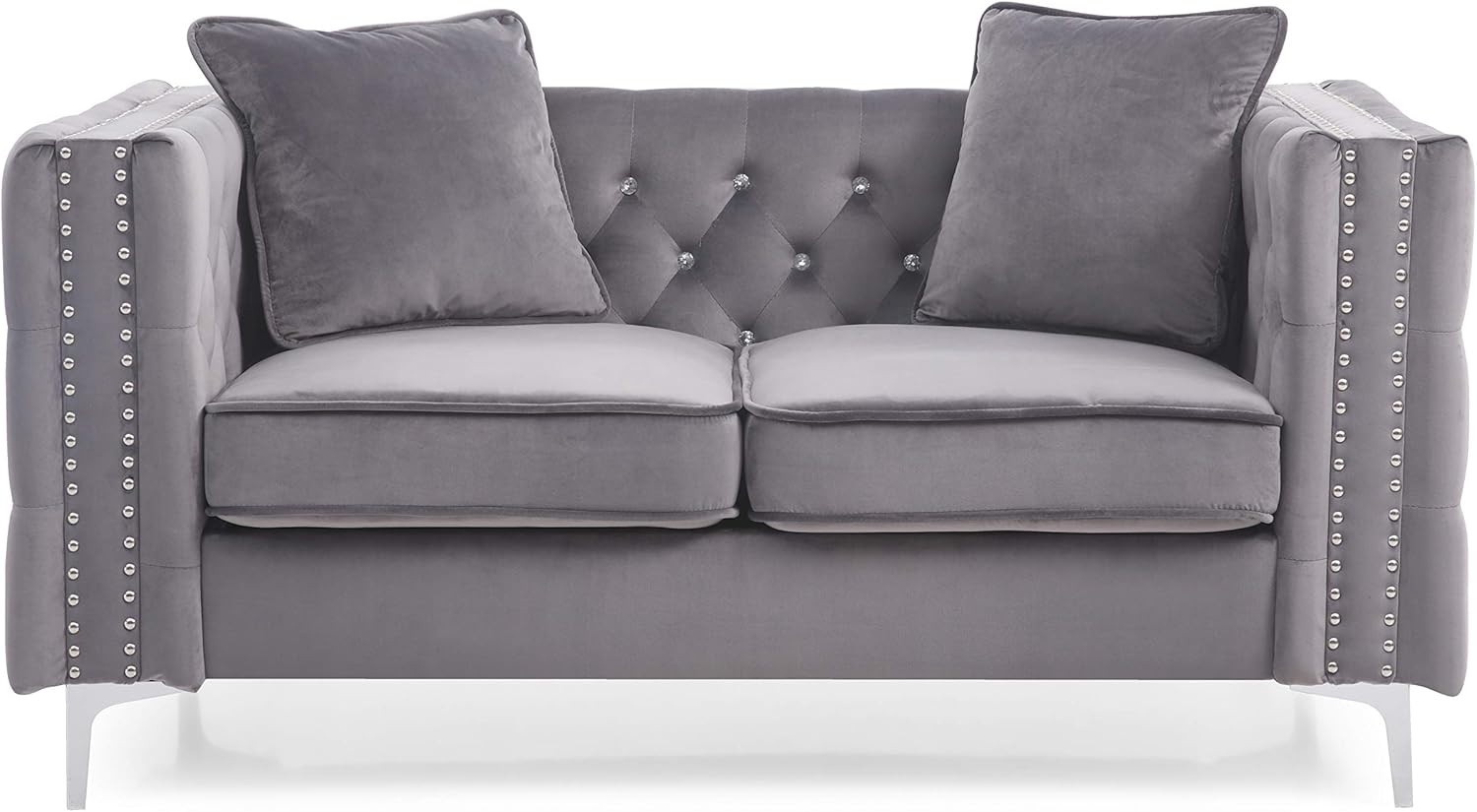 Glory Furniture Paige Loveseat, Gray. Living Room Furniture 30" H x 63" W x 34" D