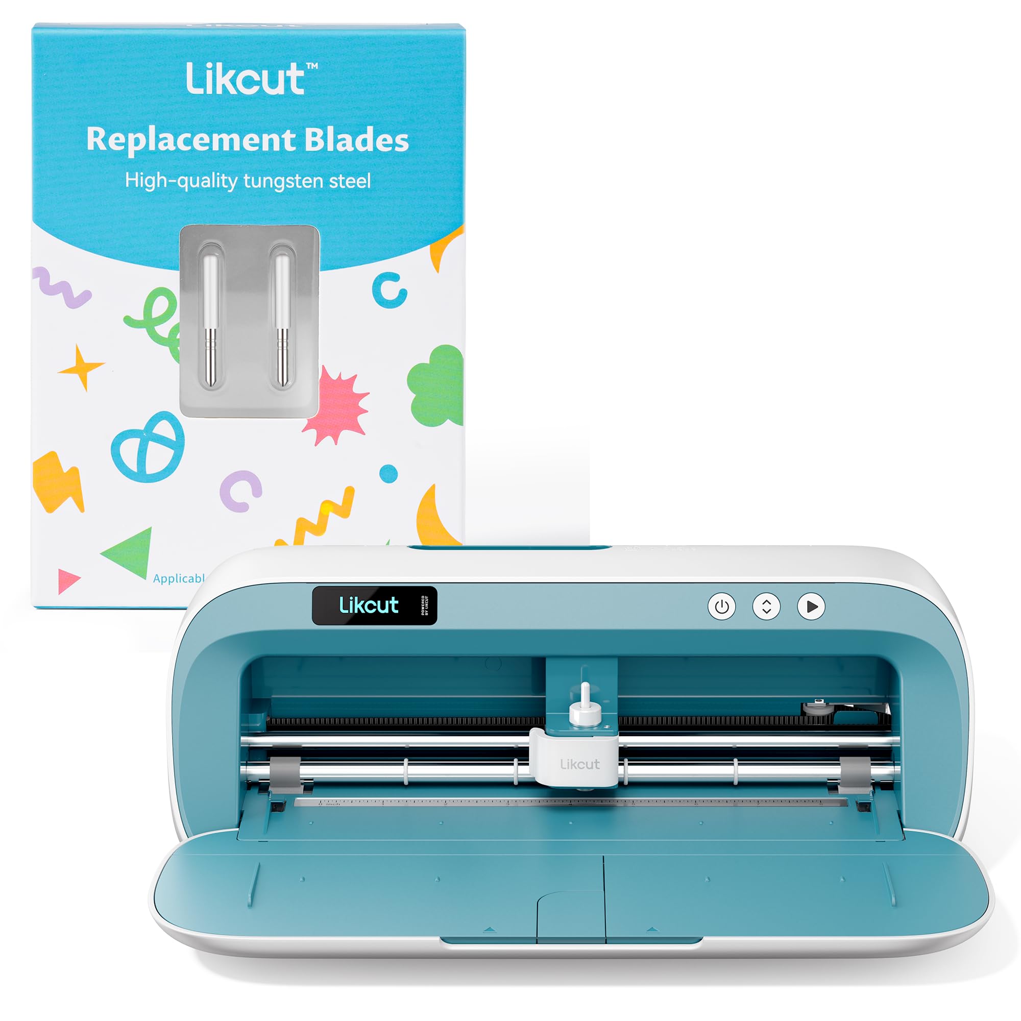 Likcut S41 Schneideplotter Starter Bundle, inkl. 2 Ersatzklingen und Plottermaschine Einsteiger Set, Print Then Cut Funktion für Sticker, Blau