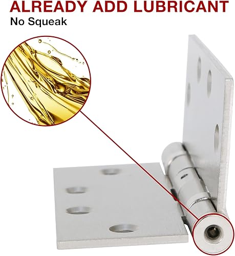 Miniatura 5 de Bisagras de puerta TDC Bisagras de hardware, bisagras interiores cuadradas de 4 pulgadas para puertas, bisagra de puerta de rodamiento de bolas,