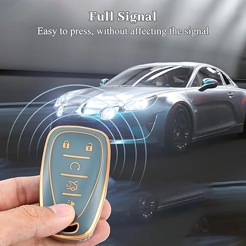 Vista 25 de OFFWEGO - Funda protectora para llavero de Chevrolet, funda protectora de TPU adecuada para Chevrolet Malibu Tahoe Camaro Equinox Cruze Silverado
