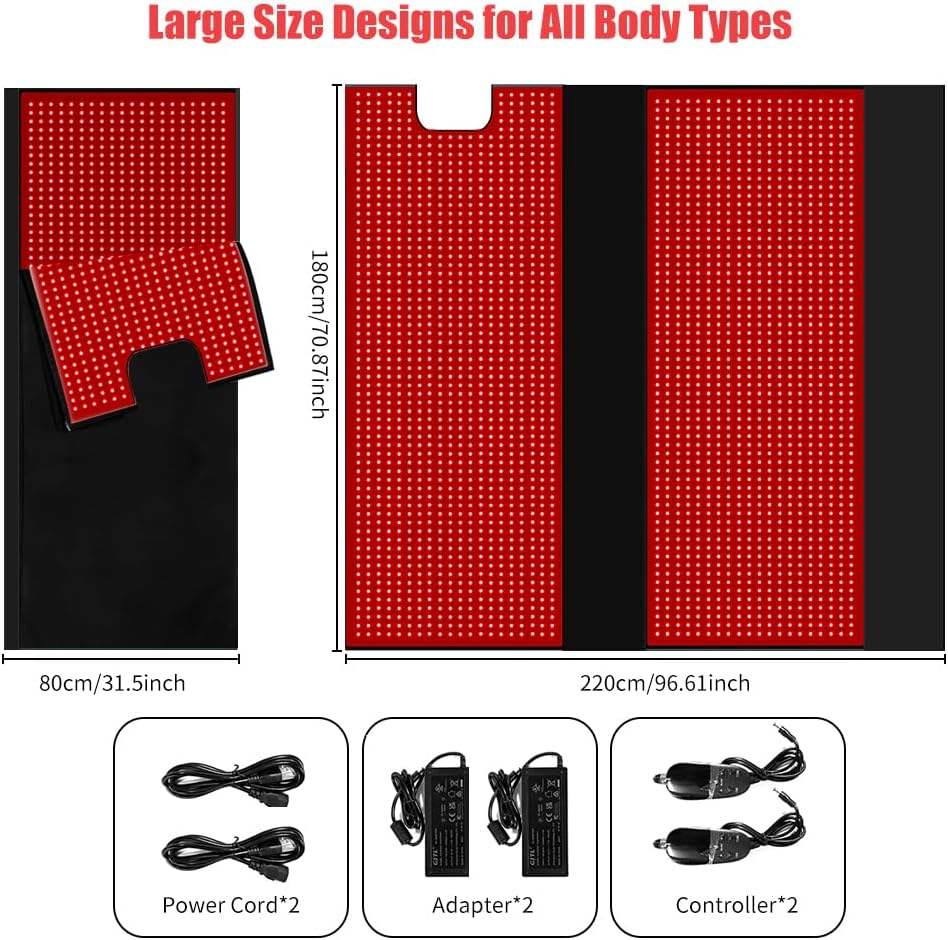 Red Light Therapy Mat for Body Pain Relief,Red Light Therapy Pad 660nm& 850nm Near Infrared Light 2520 LEDs Large Blanket for Face Device Skin Health - Image 8