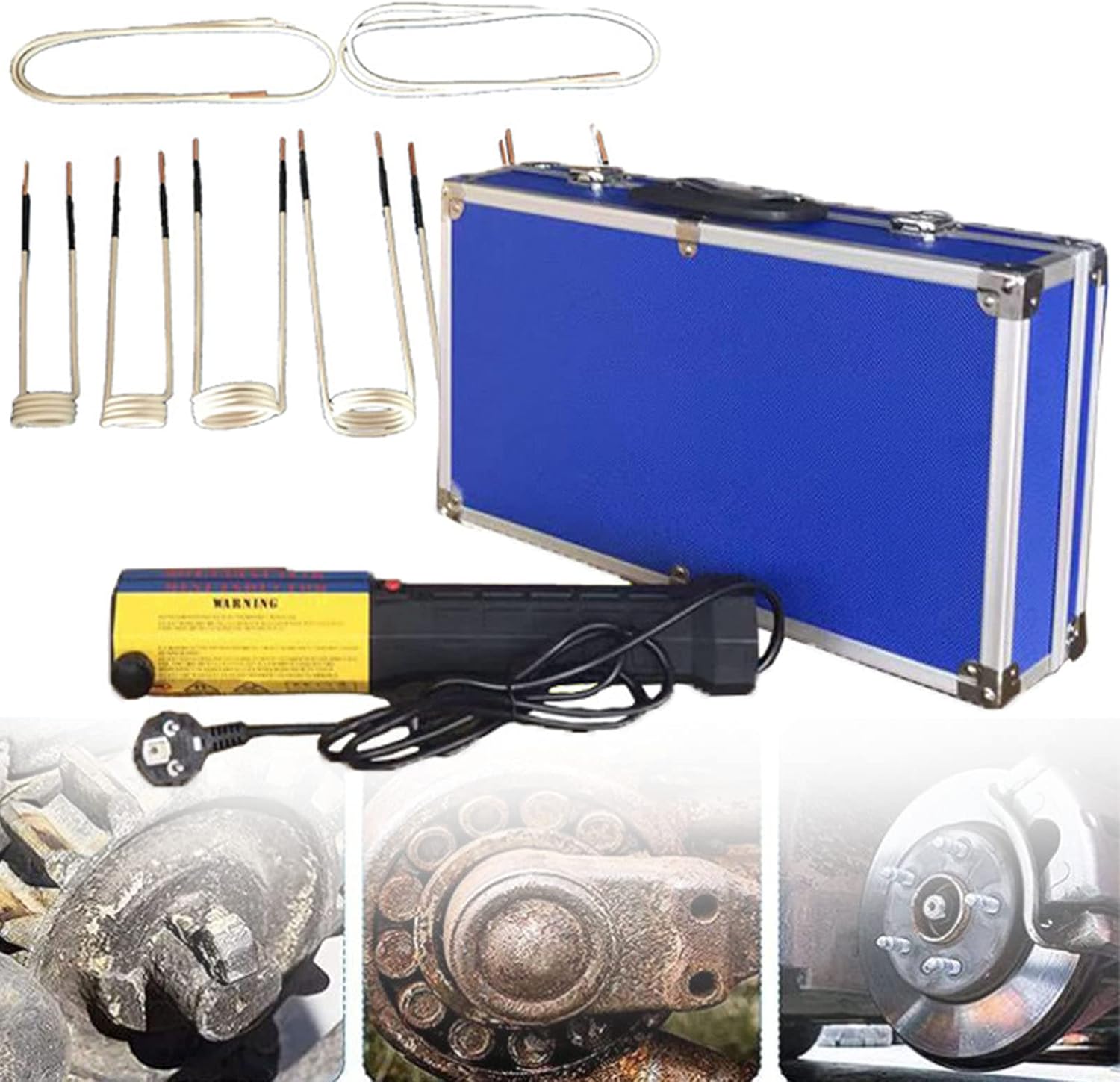 磁気誘導ヒーターキット、ハンドヘルド電磁誘導ヒーター、1000w無炎さびねじボルト加熱除去ツール、金属誘導リムーバー用,110v