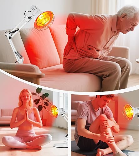 Miniatura 3 de Serfory Infrared Lamp, 150W Near Infrared Light Therapy with Stand Sturdy, Adjustable Red Light Heat Lamp Intensity & Angle, Red Light Therapy Bulb
