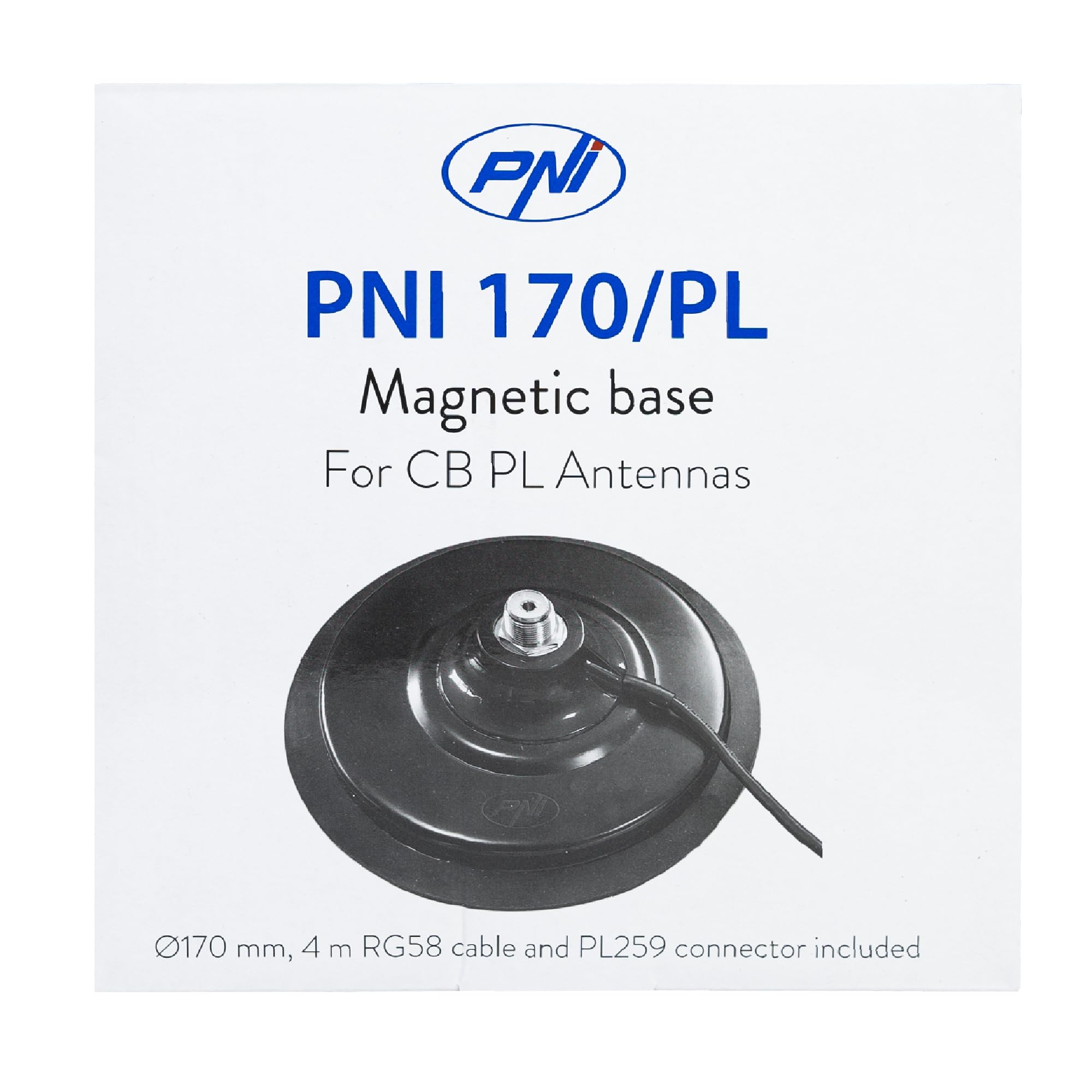 Podstawa magnetyczna PNI 170/PL 170 mm, smukła, zawiera kabel 4 m i wtyczkę PL259