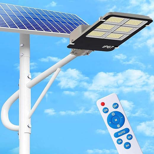 1500W Solar Street Light Outdoor, Dusk to Dawn Solar Flood Lights with Remote Control LED Solar Powered Light IP67 Waterproof for Parking Lot, Stadium, Yard, Garage and Garden