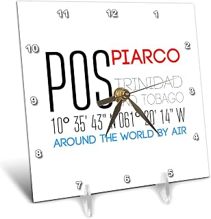 3dRose 6x6 Desk Clock - Piarco, Trinidad and Tobago, Around The World by air Travel Gift Alexis Design - Around The World by Air
