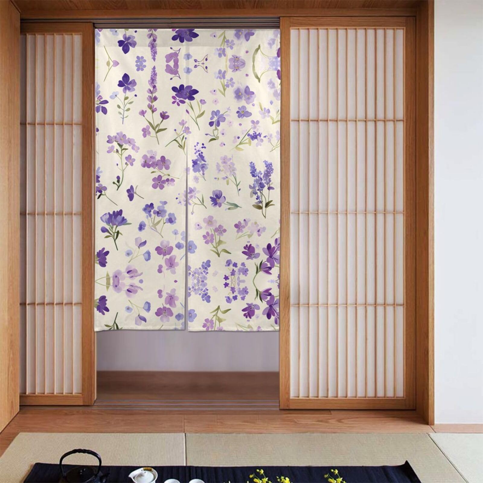 Rideaux occultants pour chambre à coucher motif fleuri lavande créant un cocon zen