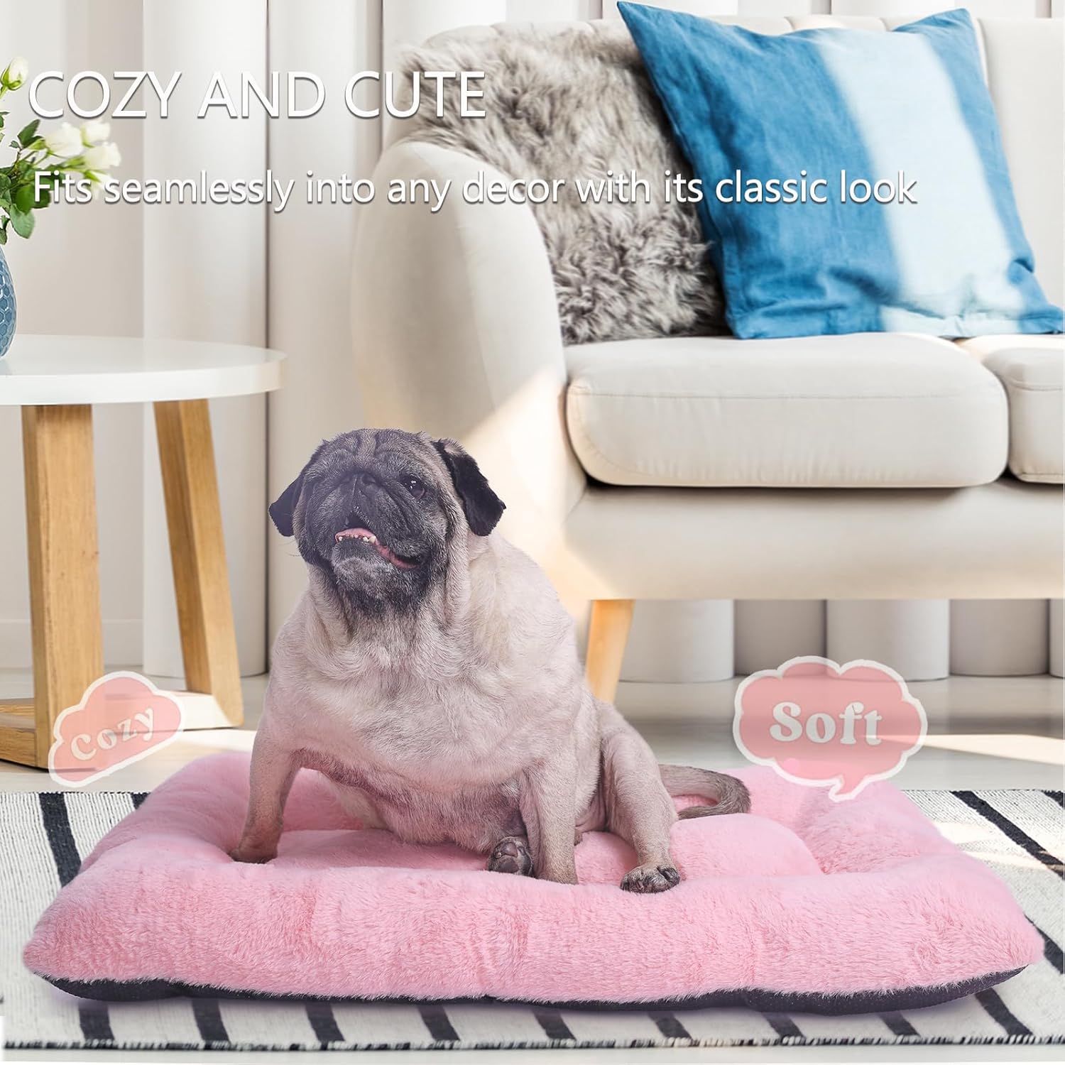 30 Inch Dog Crate Bed Pink for Medium Dogs Up to 30 lbs,Soft Cute Crate Pads for Dog Cages Washable & Anti-Slip Pet Kennel Pad for Dogs Cozy Sleeping Mat,30" x 19"