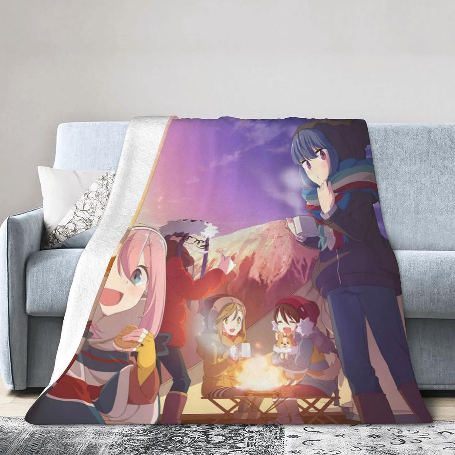 Amazon｜ゆるキャン△ アニメ (1) オシャレ 毛布 ブランケット 大判 