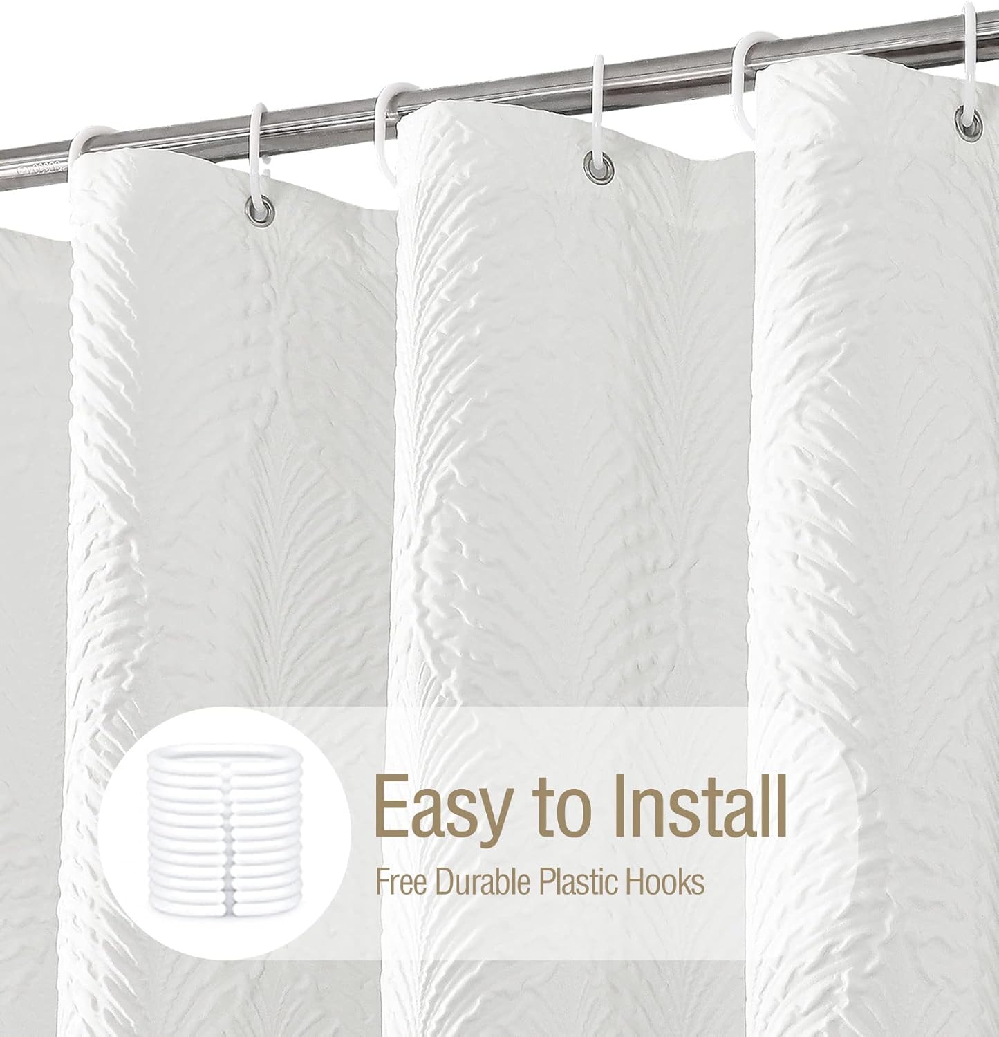 Gibelle Leaves Shower Curtain Hooks Set of 12, Bathroom Curtain 72" W x 72" L