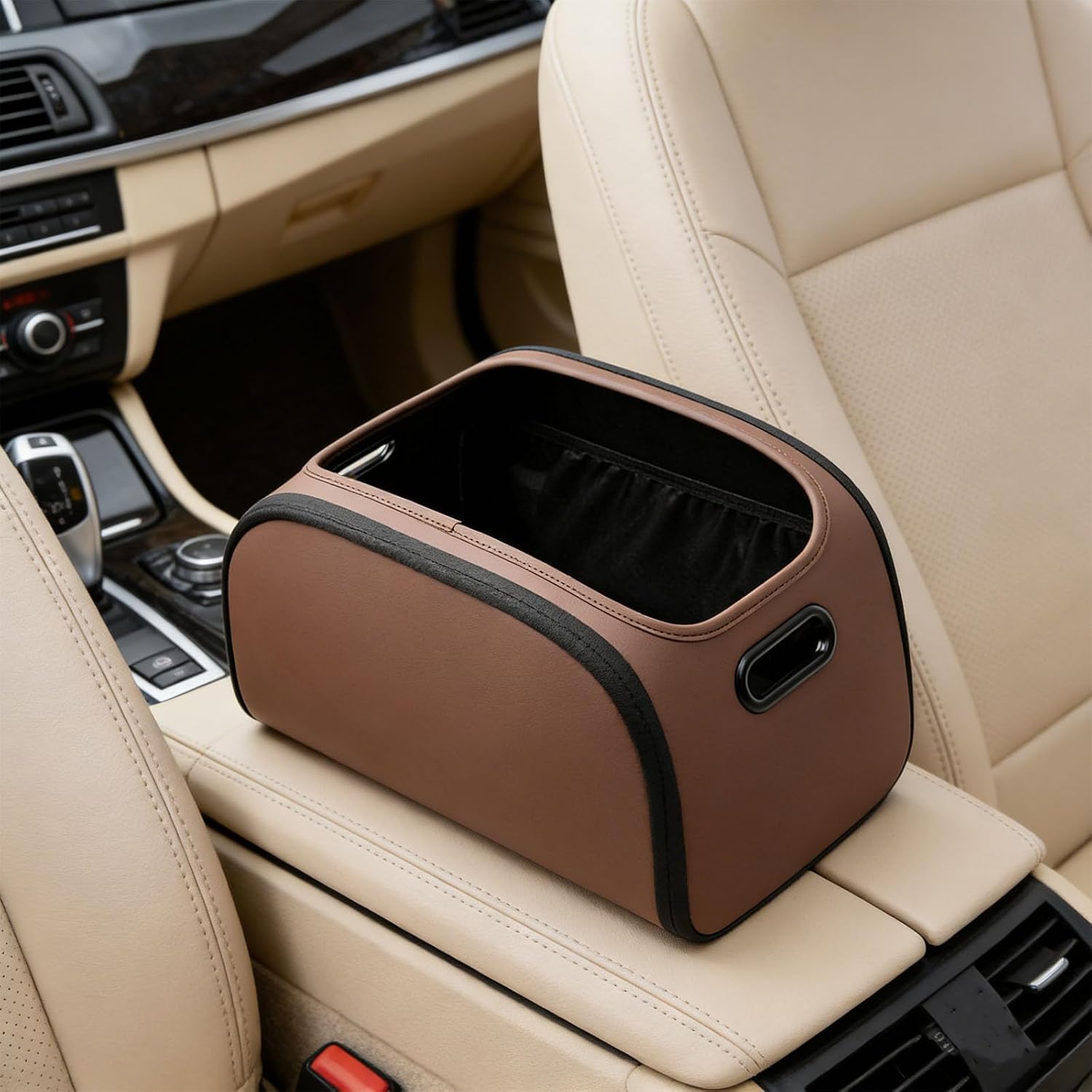 Premium Leather Car Storage Box for Front Seat Back Offering Spacious Design and Sturdy EVA Frame Versatile Auto Accessory Holder Designed Premium Vehicle with Sturdy Frame Plush Lining