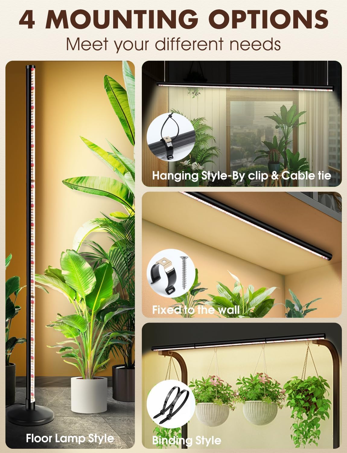 Tall LED Grow Lights for Indoor Plants (57.48")