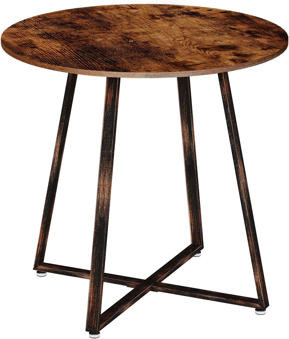 Rolanstar Dining Table Rustic Round Table with Metal Legs for Kitchen Living Room Coffee Table Bristro Table for Cafe Bar