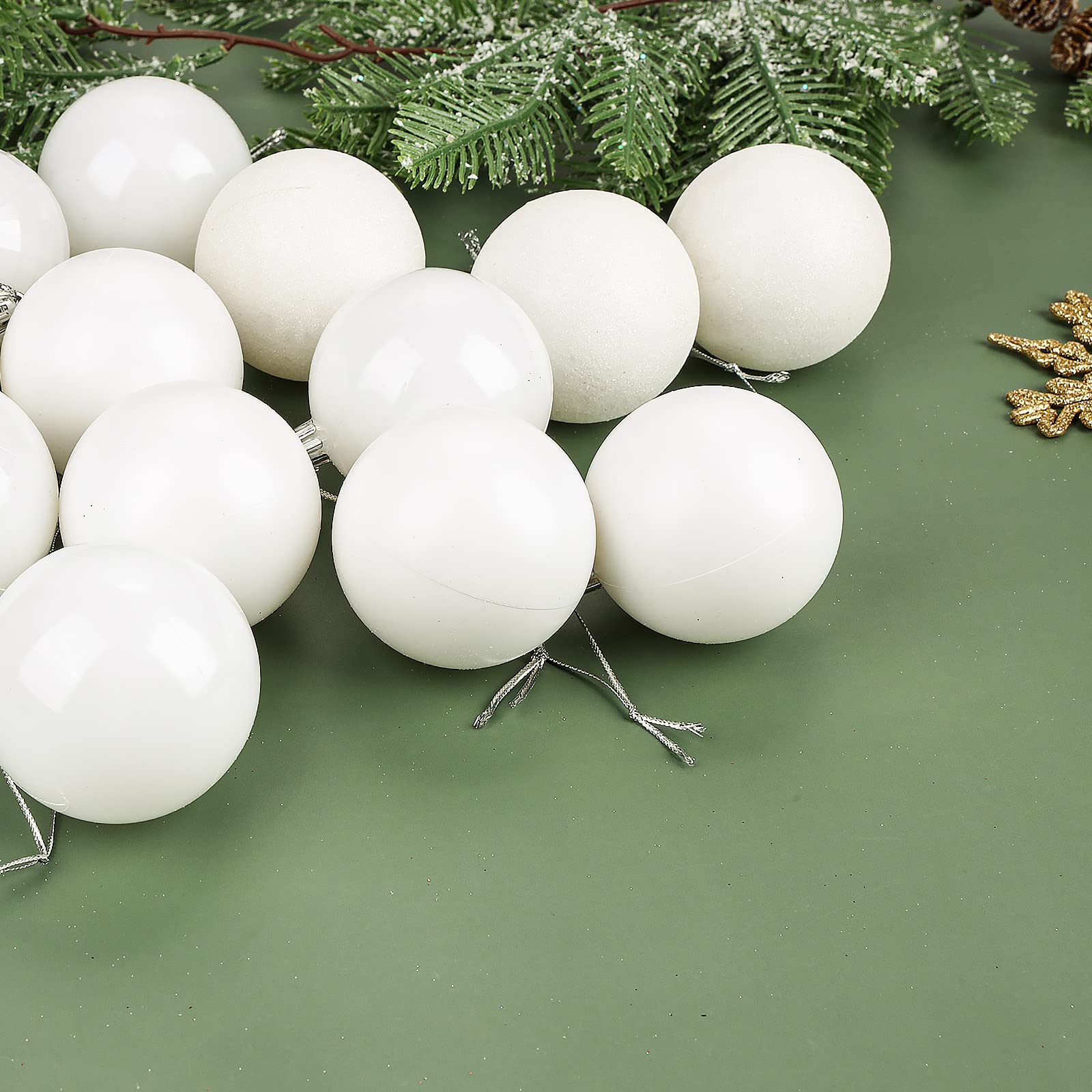 Christmas Baubles 24 Pcs Christmas Tree Decoration Shatterproof Xsmas Tree Baubles 4CM Mini Xsmas Hanging Ball Ornamentsl for Home Festival Party Decoration (White) - Image 4