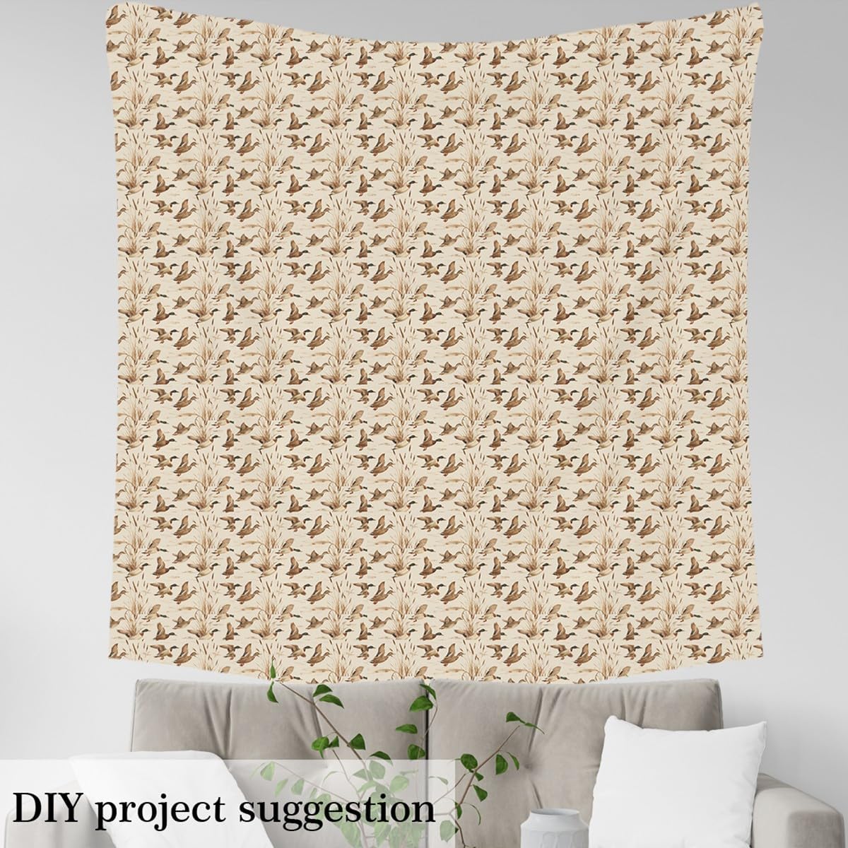 Erosebridal Wild Duck Upholstery Fabric,Hunting Brown Waterfowl Fabric by The Yard,Hunting Wild Animal Decor,Natural Rural Scenery Material for Quilting Sewing Children Adults,3 Yards,Brown