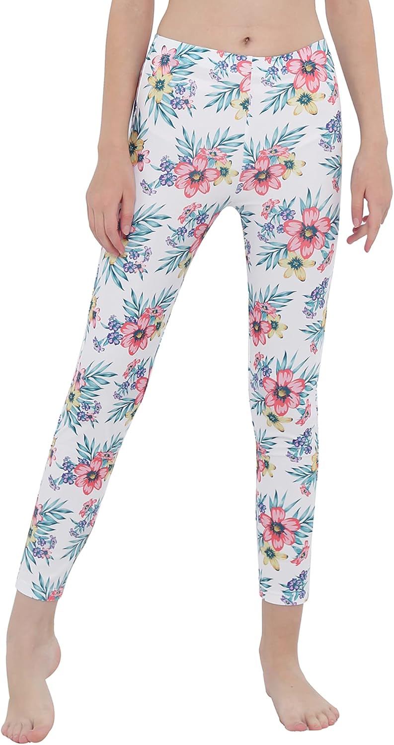 Sxiwei Kids Girls Athletic Leggings Printed Stretchy Gym Fitness Running Sports Yoga Pants