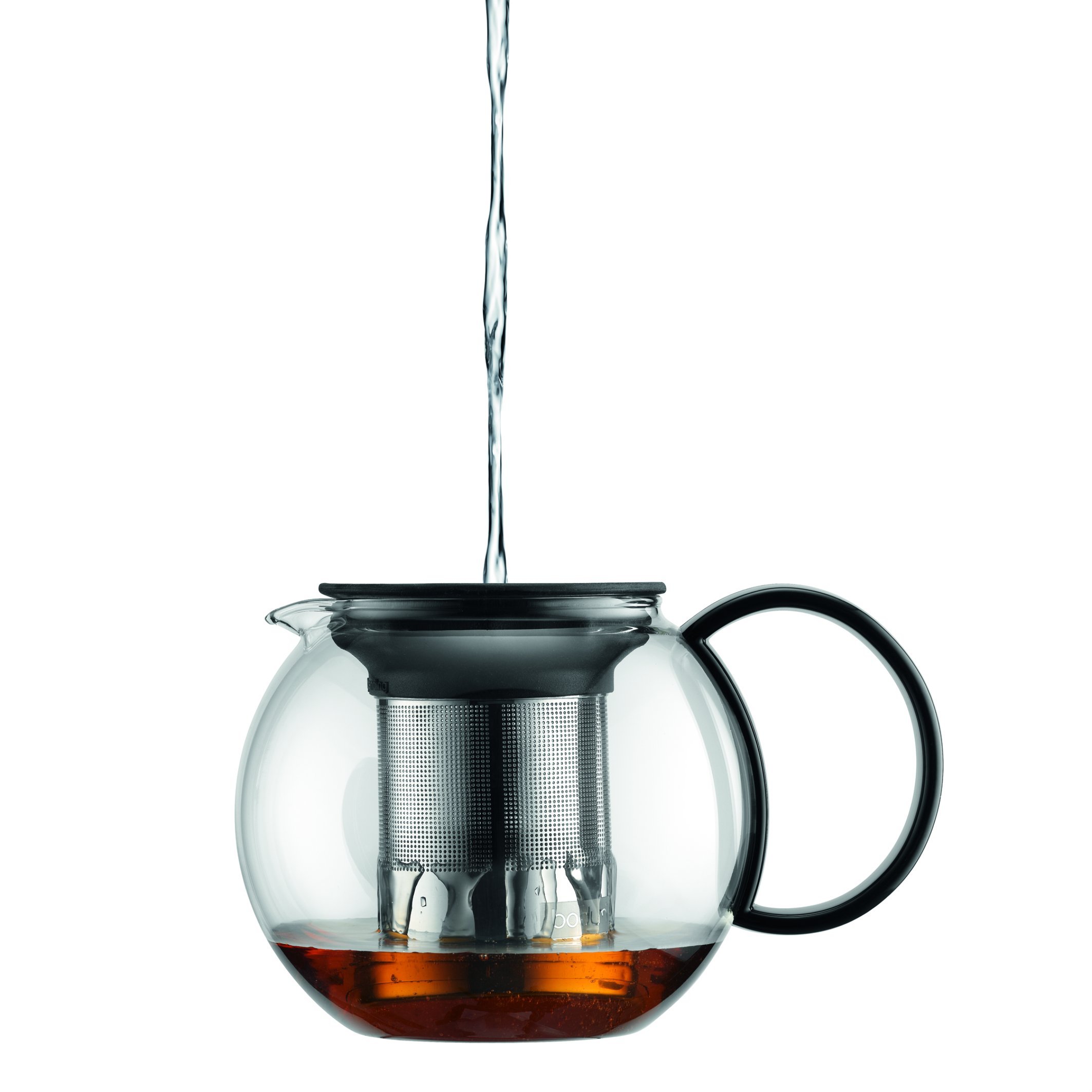 Bodum - K1805-01 - Assam - Tetera con filtro de acero inox - 1,0 l + 2 mugs de cristal - 0,35 l