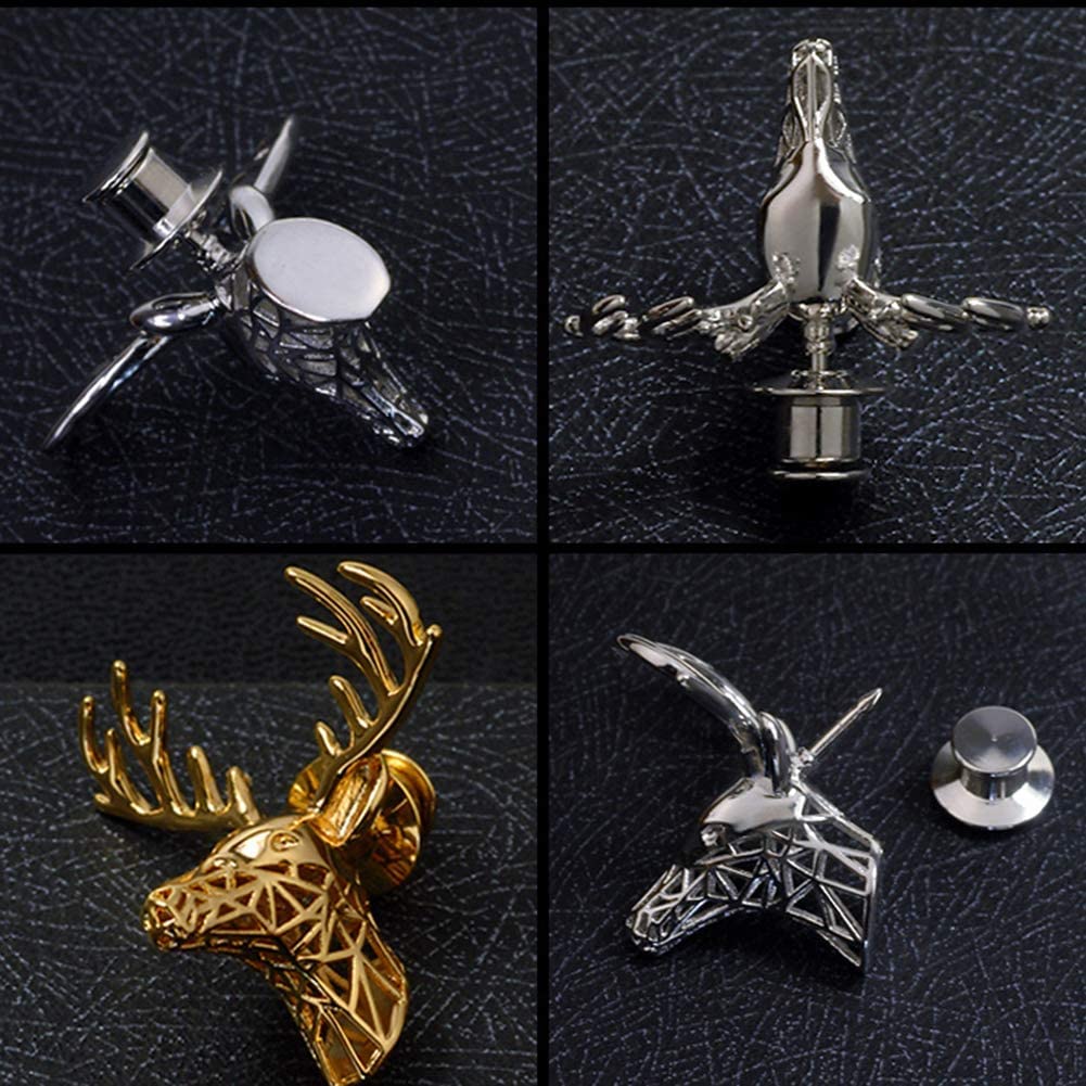 KYUSAR Brosche Broschen Retro Elch Tier Brosche Pin Weihnachten beliebte süße Goldhirschgeweihe Kopfnadel Broschen Weihnachtsschmuck Broschen FüR Kleidung (Blue : F, Size : 3.1 * 3.3CM)