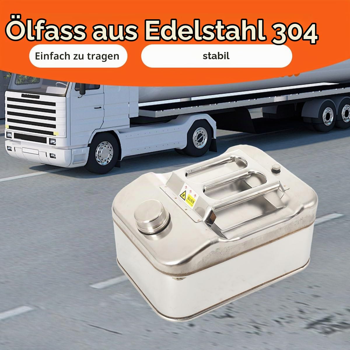 Benzinkanister 10L Kraftstoff Kanister Reservekanister Edelstahl 2,64 Gallone Kraftstofftank für Benzin Diesel und Andere Gefahrgüter, mit 35cm Ölrohrlänge Handschuhe