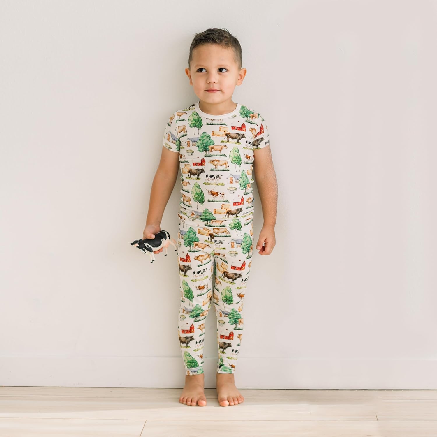 KicKee Print Short Sleeve Pajama Set – Stretchy Viscose from Bamboo Sleepwear for Toddlers and Kids