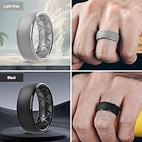 Vista 73 de Egnaro Anillos de boda de silicona para hombre: 1/4/6/7 Multipack de anillos de boda de goma con arco interior Diseño ergonómico transpirable