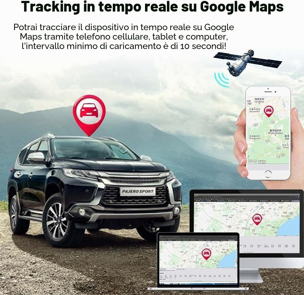 Winnes Localizzatore GPS 4G per Auto - Tracker con Forte Magnete 20000 mAh, Sistema di Monitoraggio in Tempo Reale Anti Perso con APP/Piattaforma Gratuita, TK918