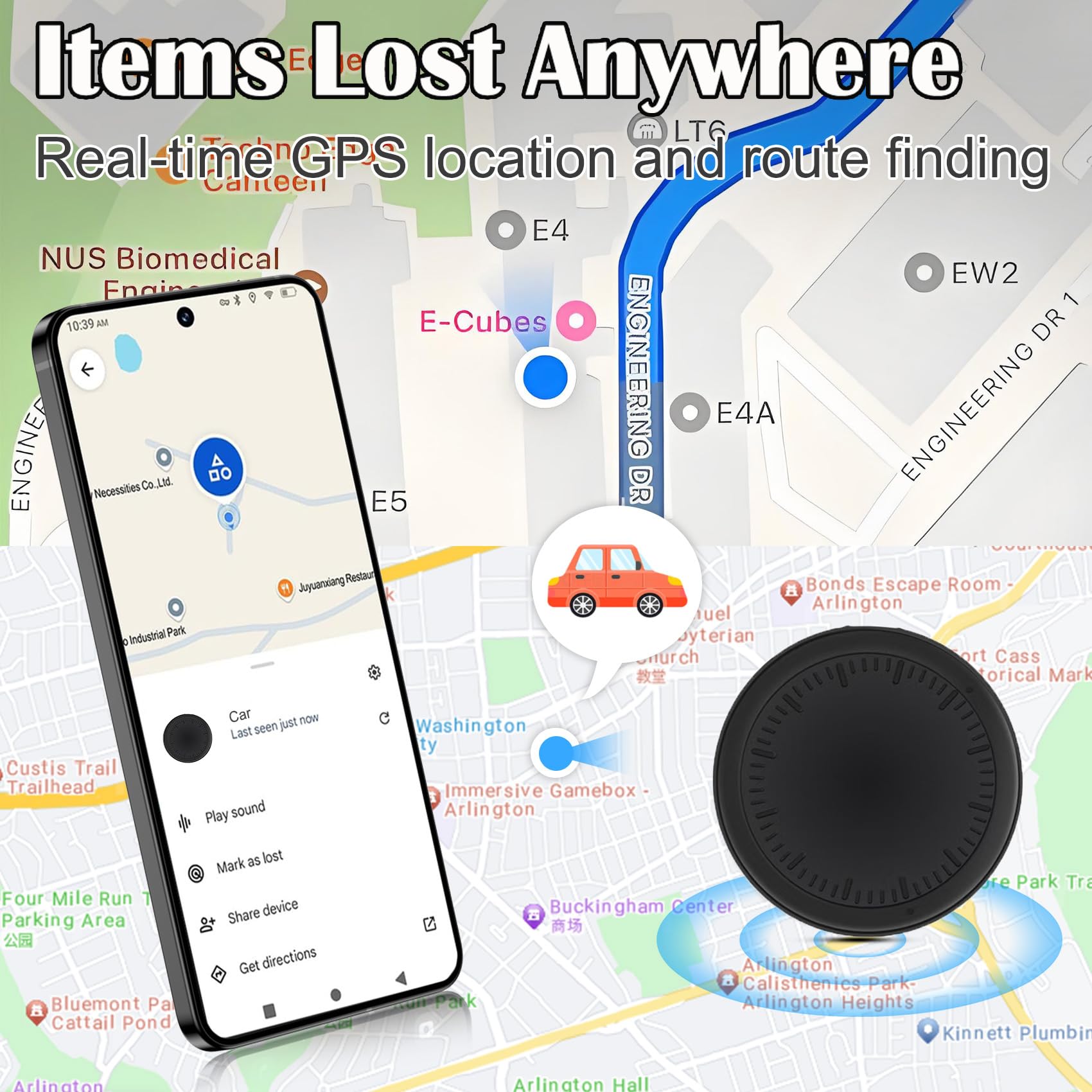 GPS Coche Localizador, Rastreador GPS para Coche, Air Tracker Android vehículos Smart Tracker Magnet Finder Compatible con Google Find Hub sin suscripción mensual — view 4