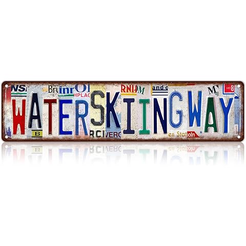 Vintage Waterskiing Way Street Sign Wall Decor Metal Tin Signs