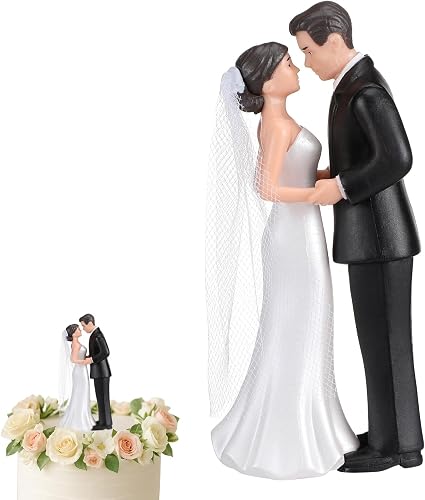 Remerry 4.5" Bride and Groom Wedding Cake Topper,Romantic Era,White