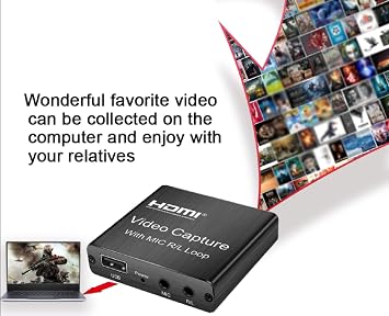 4K USB 2.0 Video Capture Card, USB2.0 HDMI Video Grabber Record Box with My Loop R/L for PS4 Game DVD Recording Live Streaming