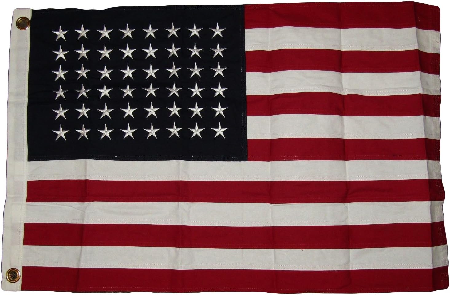 2x3 Embroidered 48 Star USA Sewn 100% Cotton Flag 2'x3' Clips House Banner Double Stitched Fade Resistant Premium Quality