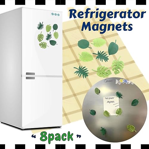 Miniatura 2 de HLPHA 8 imanes para nevera de plantas Monstera, mini imanes para nevera, hojas tropicales, lindos imanes para casillero, refrigerador, decoración