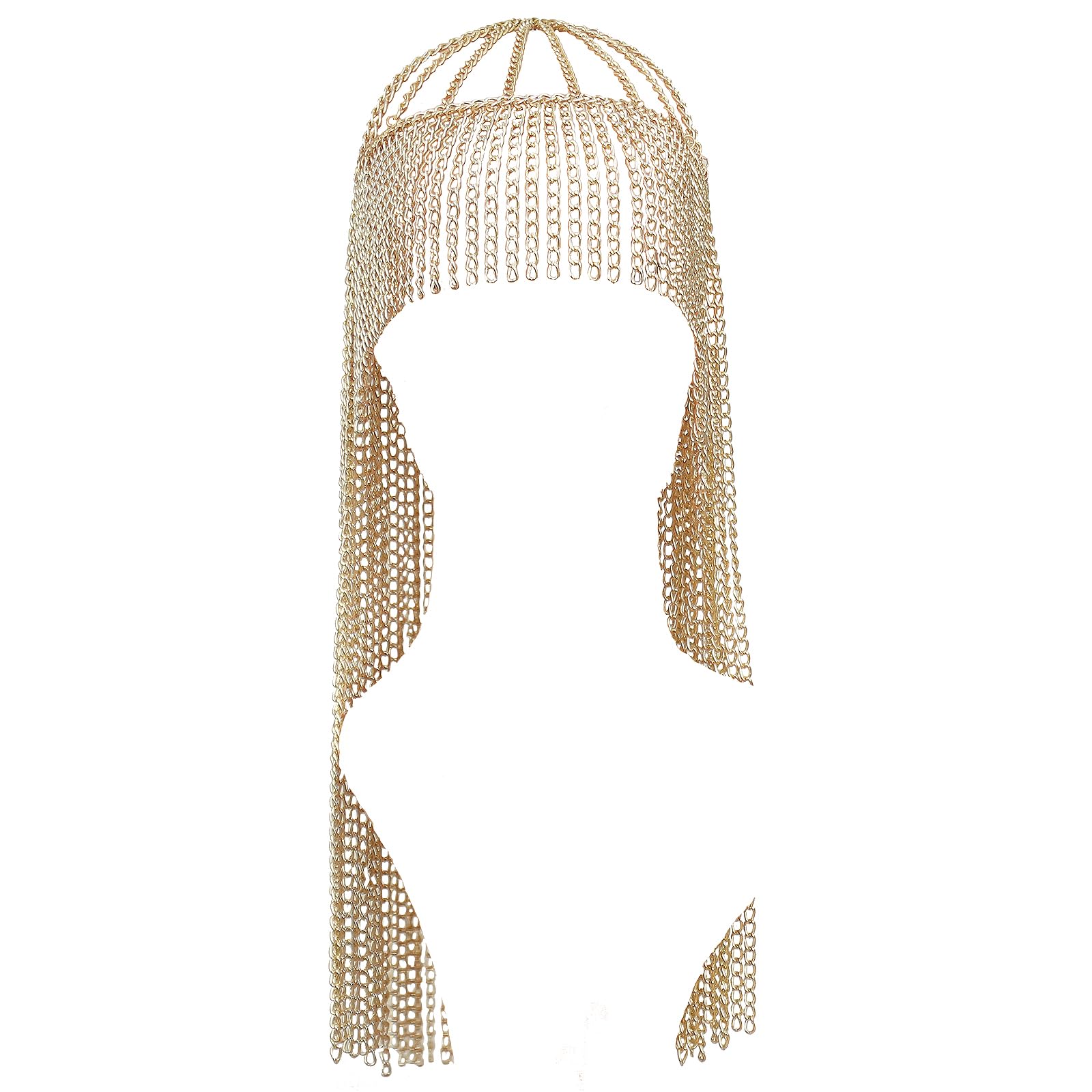Gold Head Chain Festival Hair Jewelry Halloween Accessories Headbands Headpieces Metallic Chain Headdress with Fringe Tassels for Women