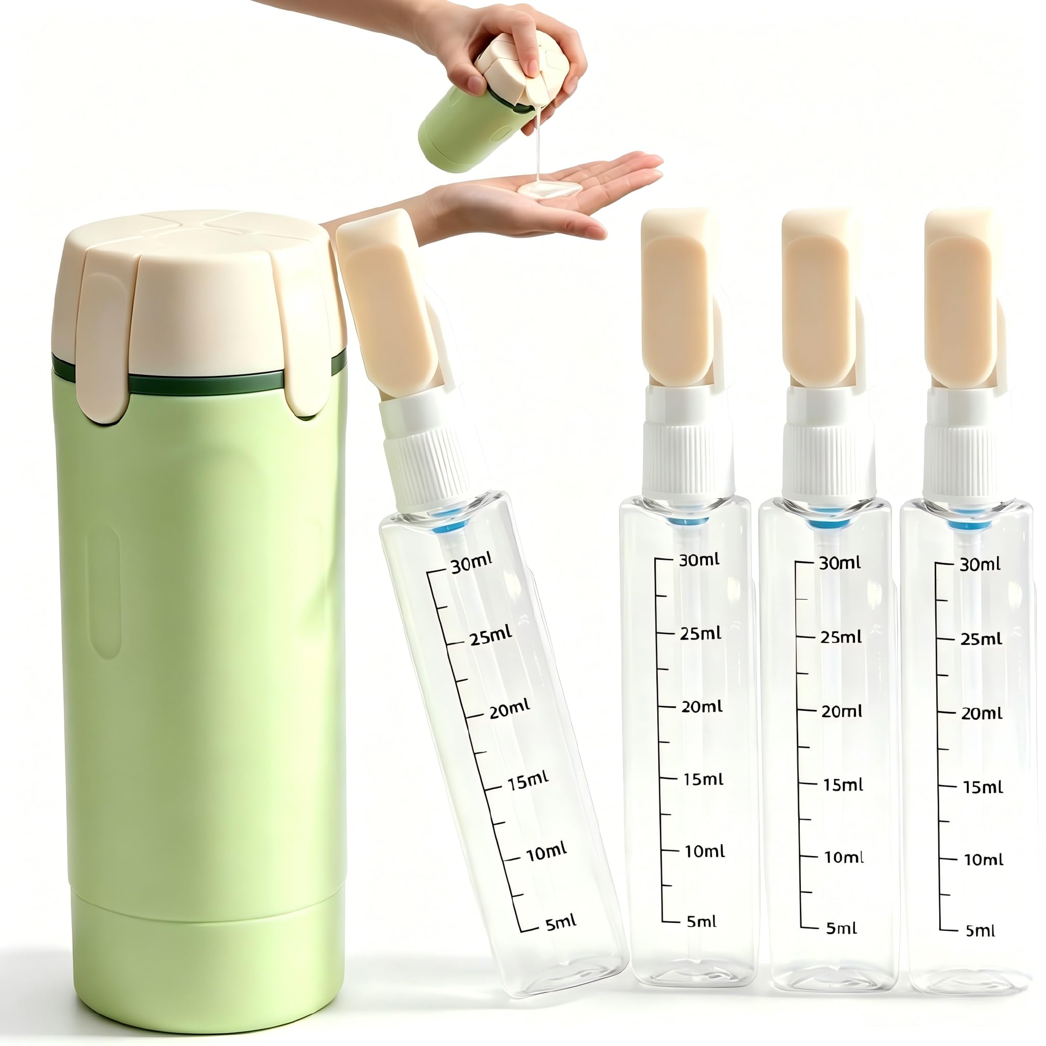 Flacon distributeur de voyage 4 en 1 pour éviter les fuites de liquides en valise