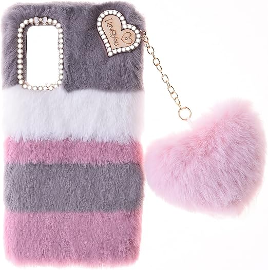 Fluffy Fur Plush Case for Infinix Note 10 Pro NFC Protective Case Soft Love Fluffy
