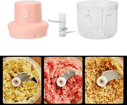 Miniatura 3 de Airshi Máquina de alimentos para bebés, 8.5 fl oz, rosa, carga USB, picadora de carne, hoja en forma de S, ángulo de 35 grados, motor de 45 W,