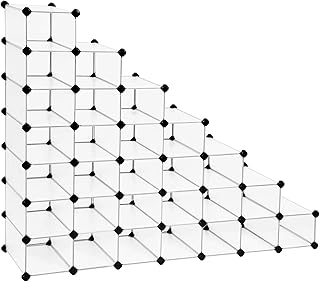 SONGMICS 7-Tier Shoe Rack, Space Saving 28-Pair Plastic Shoe Units, Cabinet Storage Organizer, Ideal for Entryway Hallway Bathroom Living Room and Corridor, 35.4 x 14.2 x 54.3 Inches ULPC48S