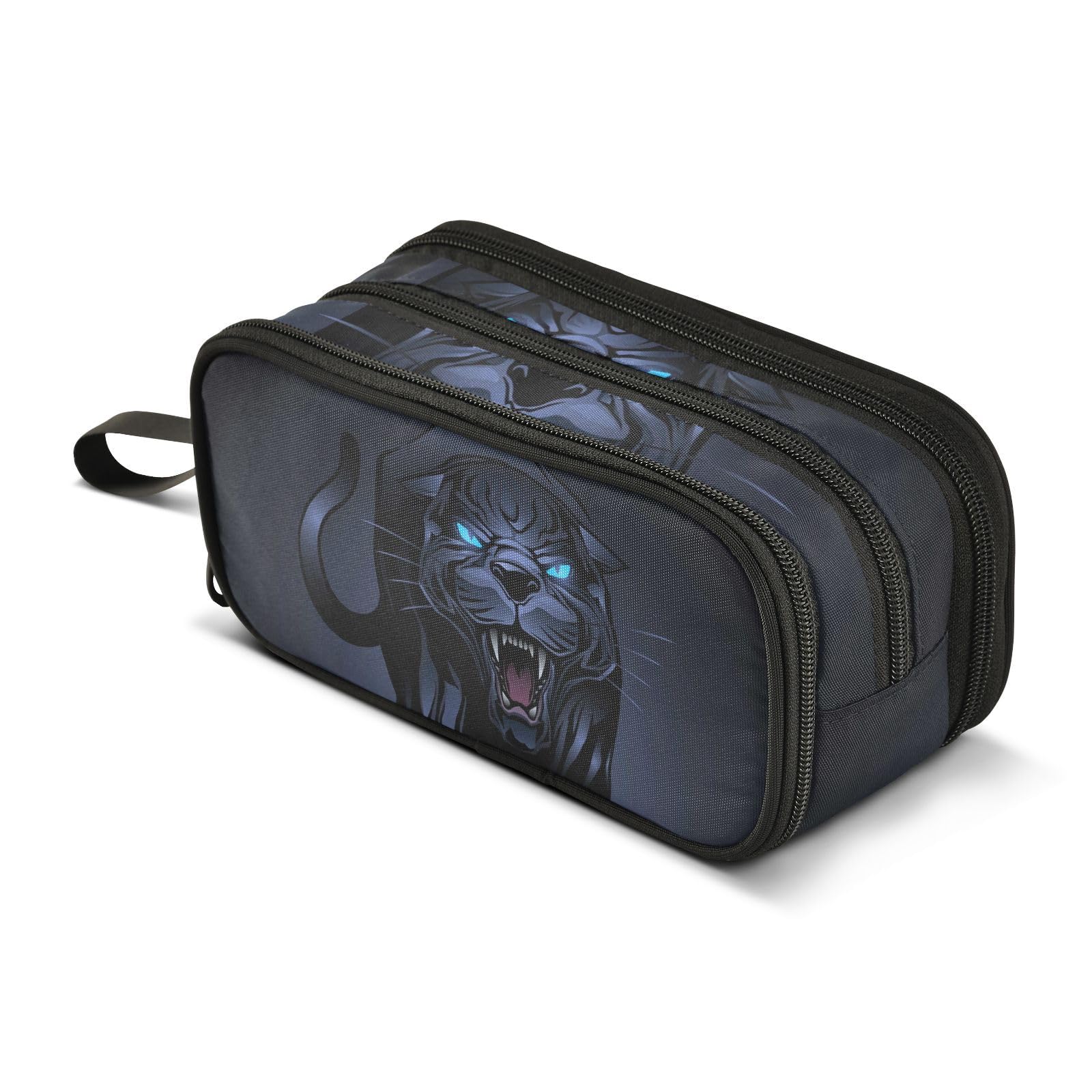 ISAOA Big Capacity Pencil Cases Roaring Black Panther Pouch Bag Large Pen Bag Stationery Bag for Girls Boys Student Adults Zipper Pencil Pouch — image 1