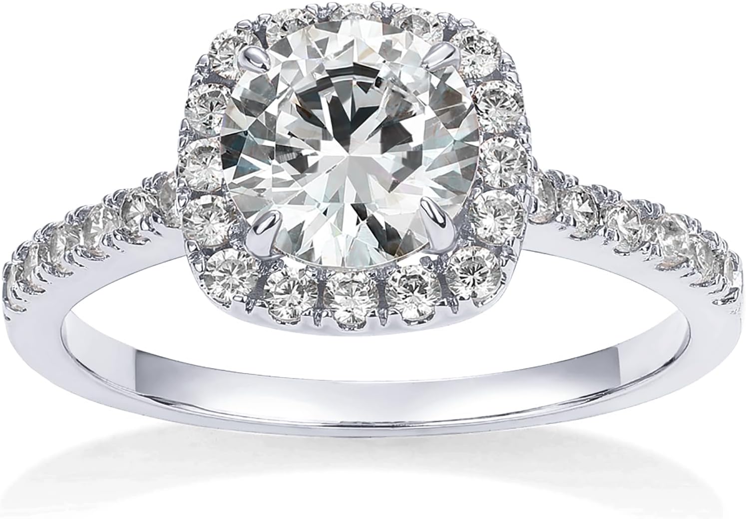 PAVOI14K Gold Plated Square Halo Engagement Rings | Premium Cubic Zirconia Promise Eternity Ring for Women | Wedding Bands