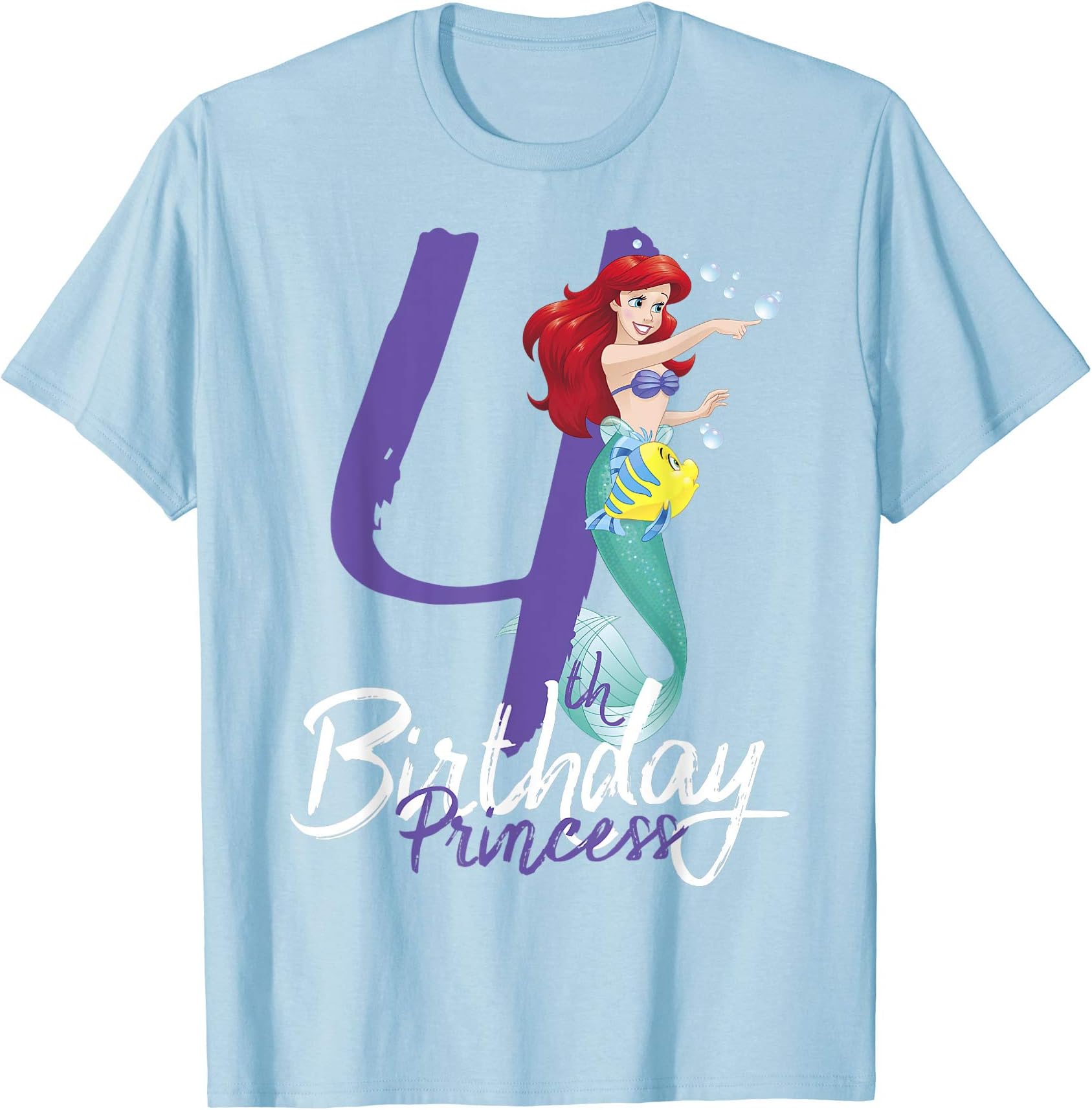 DisneyLittle Mermaid Ariel 4th Birthday Princess T-ShirtOEKO-TEX STANDARD 100