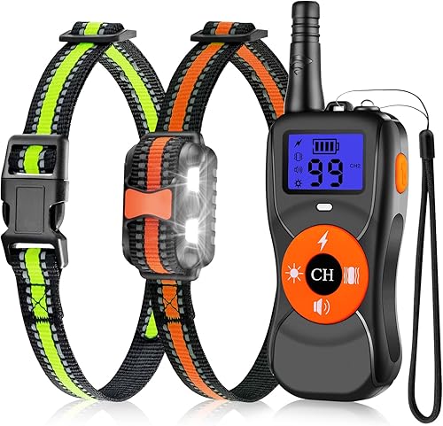 Collar de entrenamiento para perros, collar de choque para perro con control remoto para perros grandes, medianos y pequeños, recargable,