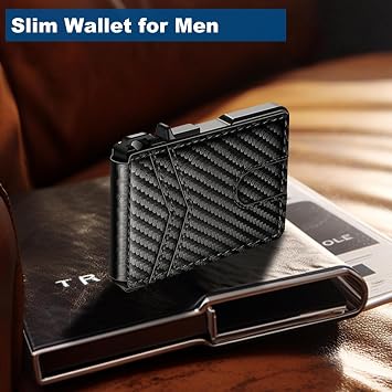 ZALVEX Wallet for Men, Mens Minimalist Wallet 9-13 Cards, Slim Compact Wallet with Money Clip & ID Window, RFID Blocking Smart Pop Up Card Wallet, Metal Aluminum Credit Card Holder Bifold Wallet | Money Clip & ID Window, Smart Pop Up Card Wallet, Metal Aluminum Credit Card Holder Bifold Wallet, Birthady Gifts for Men