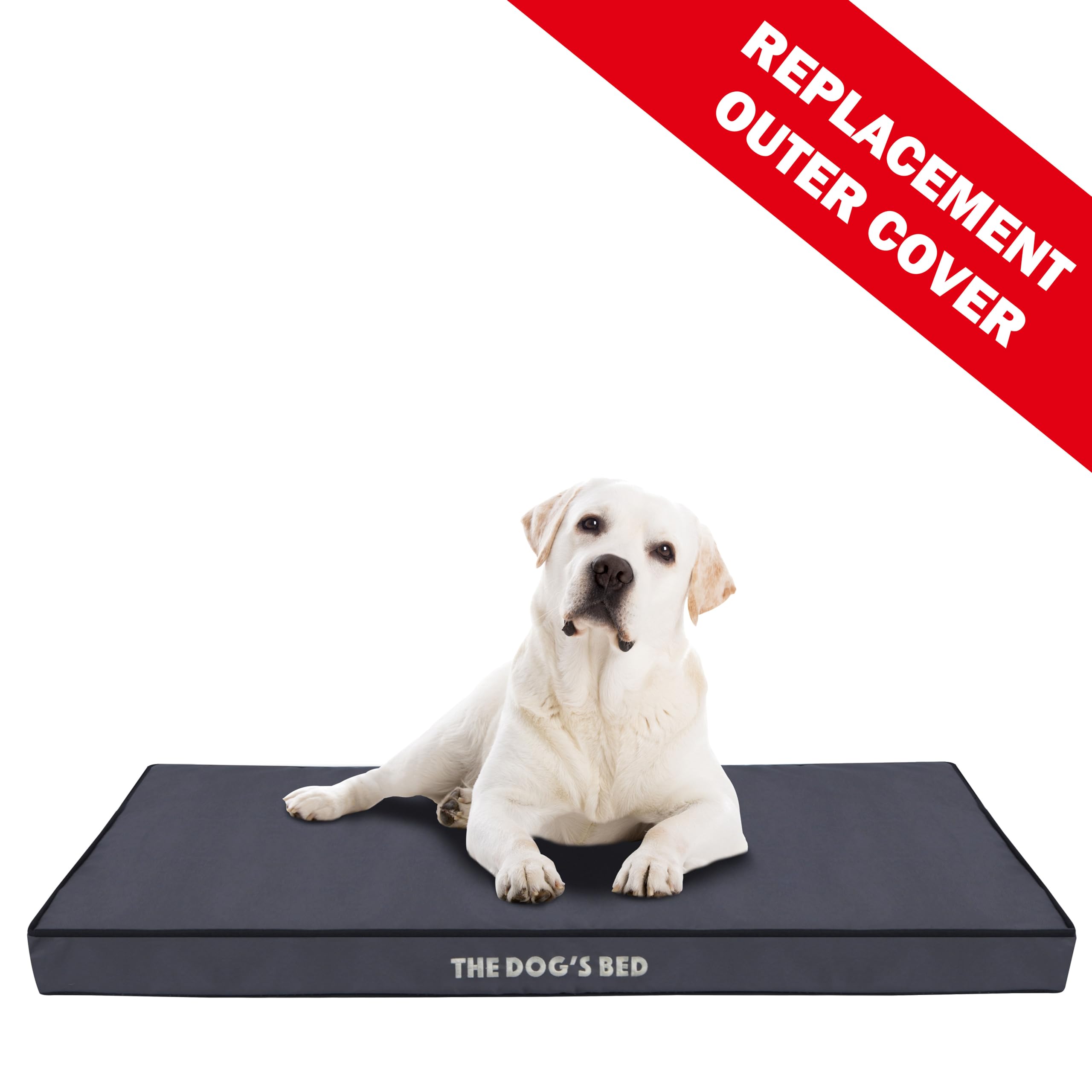 The Dog's Bed Replacement Outer Cover (No Mattress) for XXL Grey with Black Trim (Easy Clean Cover) Waterproof Orthopedic Dog Bed.