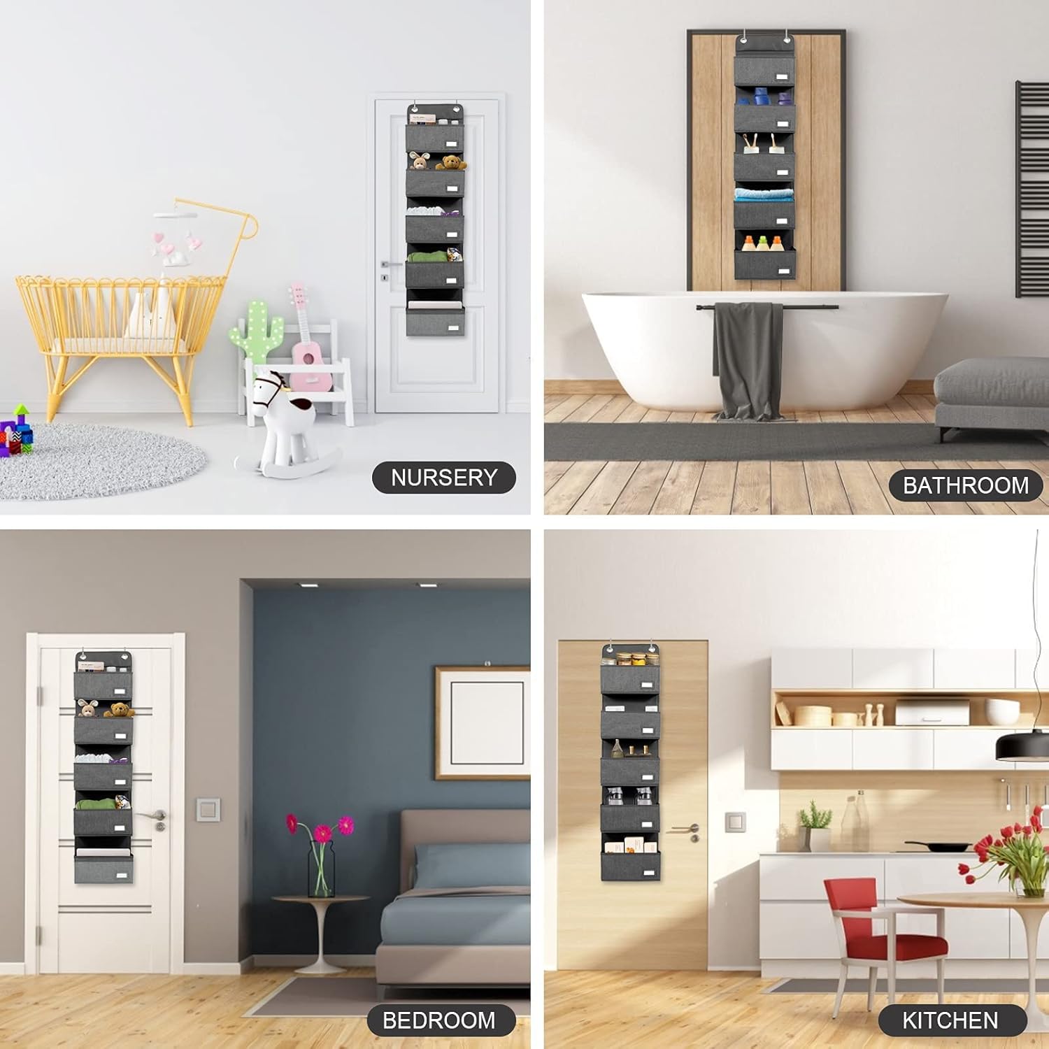 Extra-Large 30 Inch Toy Box Chest Storage with Divider, Over Door Hanging Organizer with 5 Large Pockets : Home & Kitchen